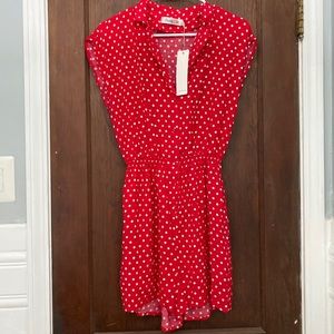 Red and White Polka Dot Romper ModCloth